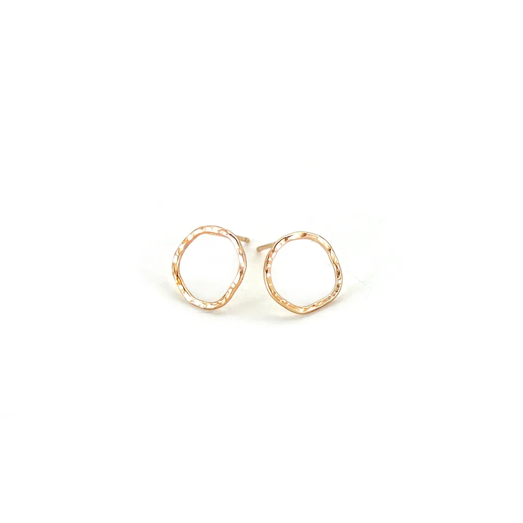 Mini Organic Circle Post Earrings Studs - WOBBLY