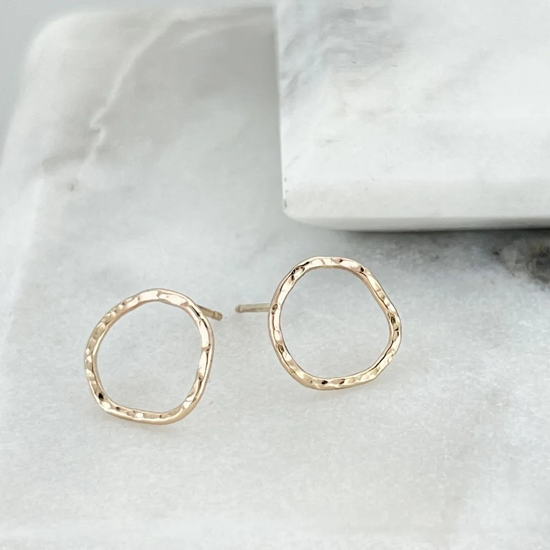 Mini Organic Circle Post Earrings Studs - WOBBLY