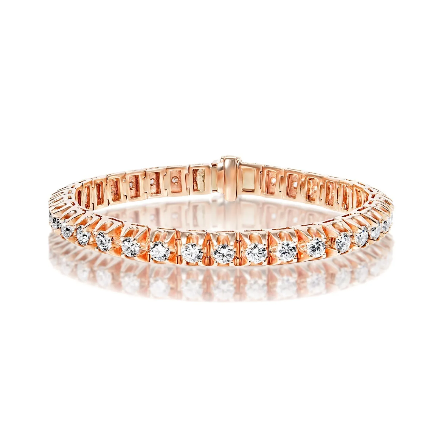 Miranda 11 Carat Round Brilliant Single Row Diamond Tennis Bracelet in 14k Rose Gold