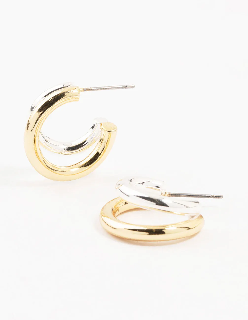 Mixed Metals Graduating Hoop Earrings