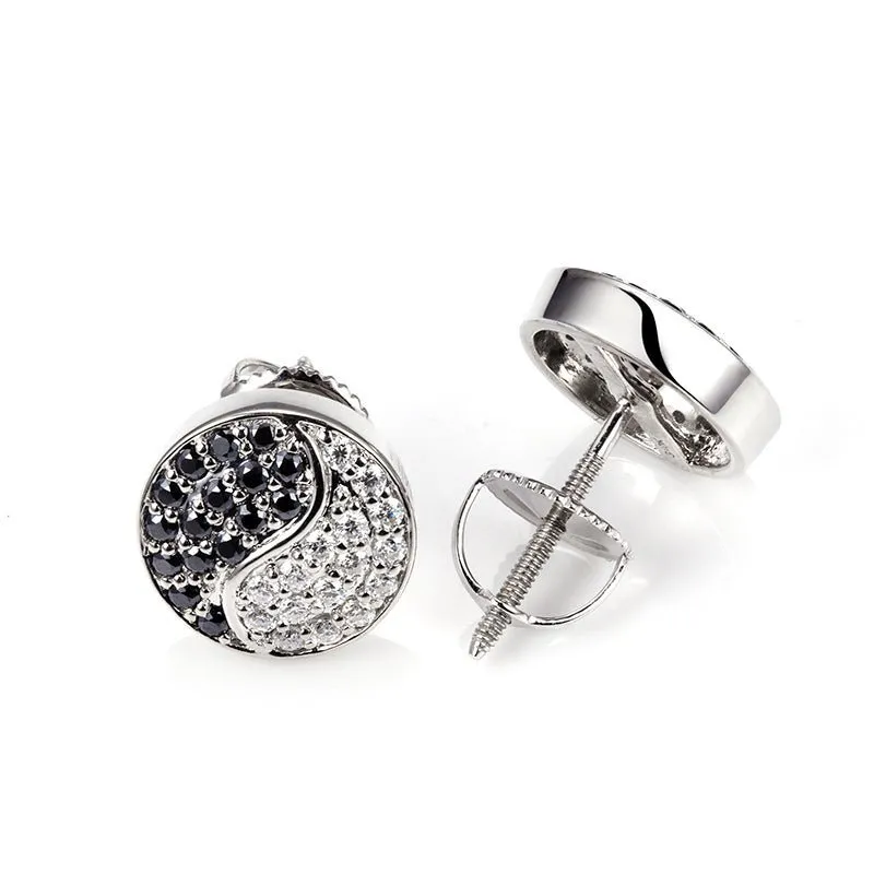 Moissanite Black & White Stud Earrings