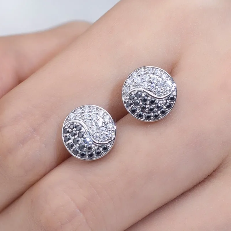 Moissanite Black & White Stud Earrings