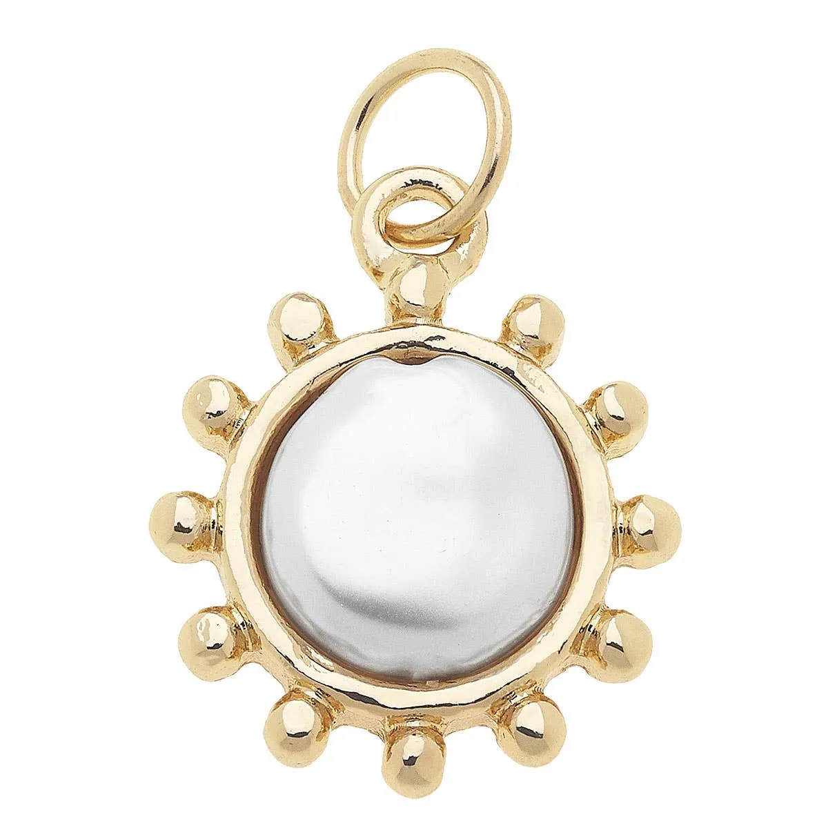 Mother of Pearl Coin Charm in Shiny Gold