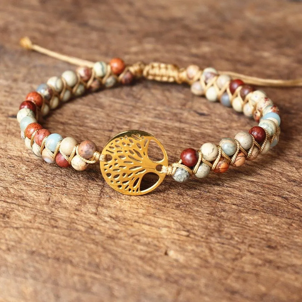 Natural African Stone Beaded Bracelet