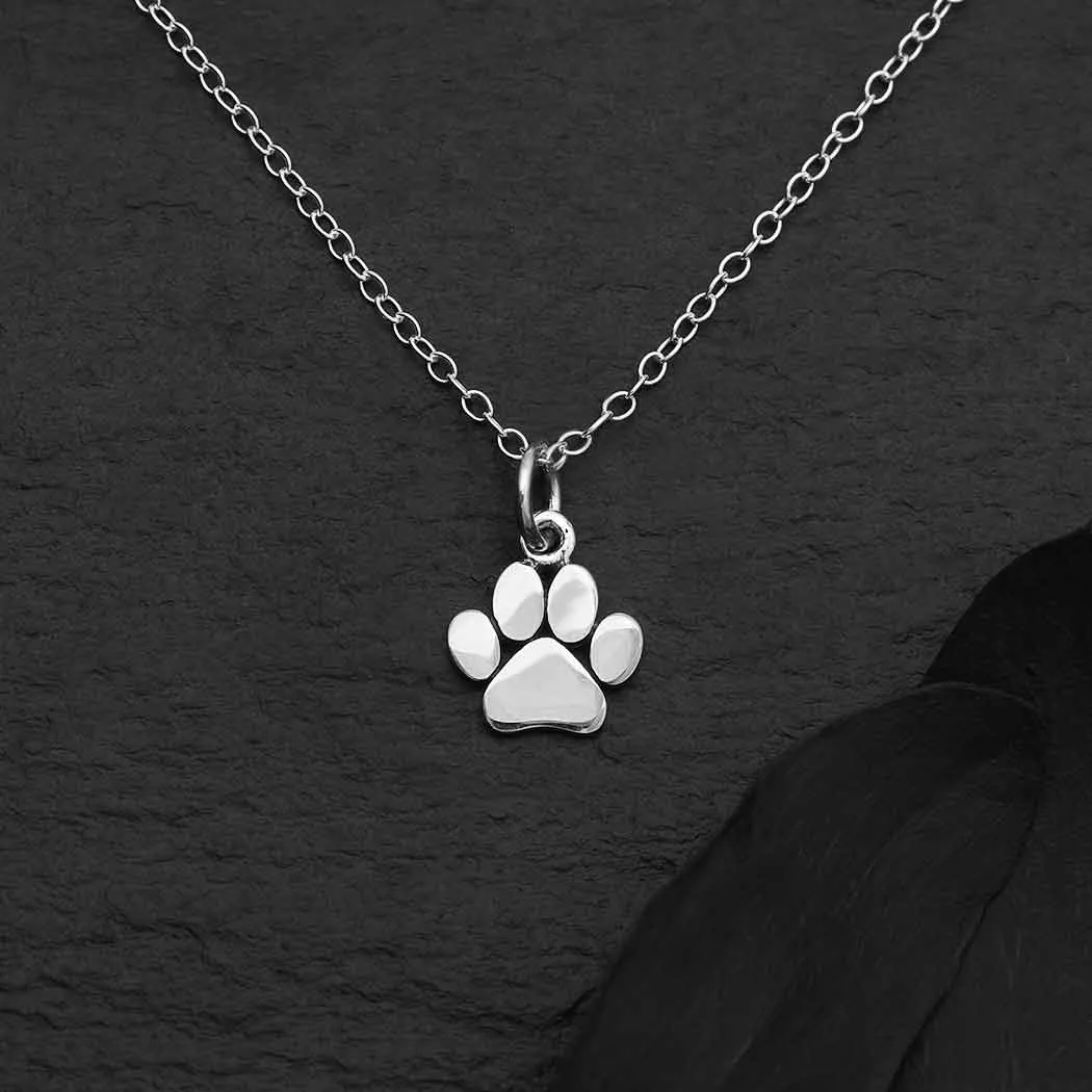 Nina Designs - Sterling Silver 18 Inch Paw Print Necklace