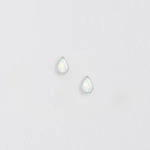 Opal Teardrop Silver Stud Earrings - Elegant and Timeless Design