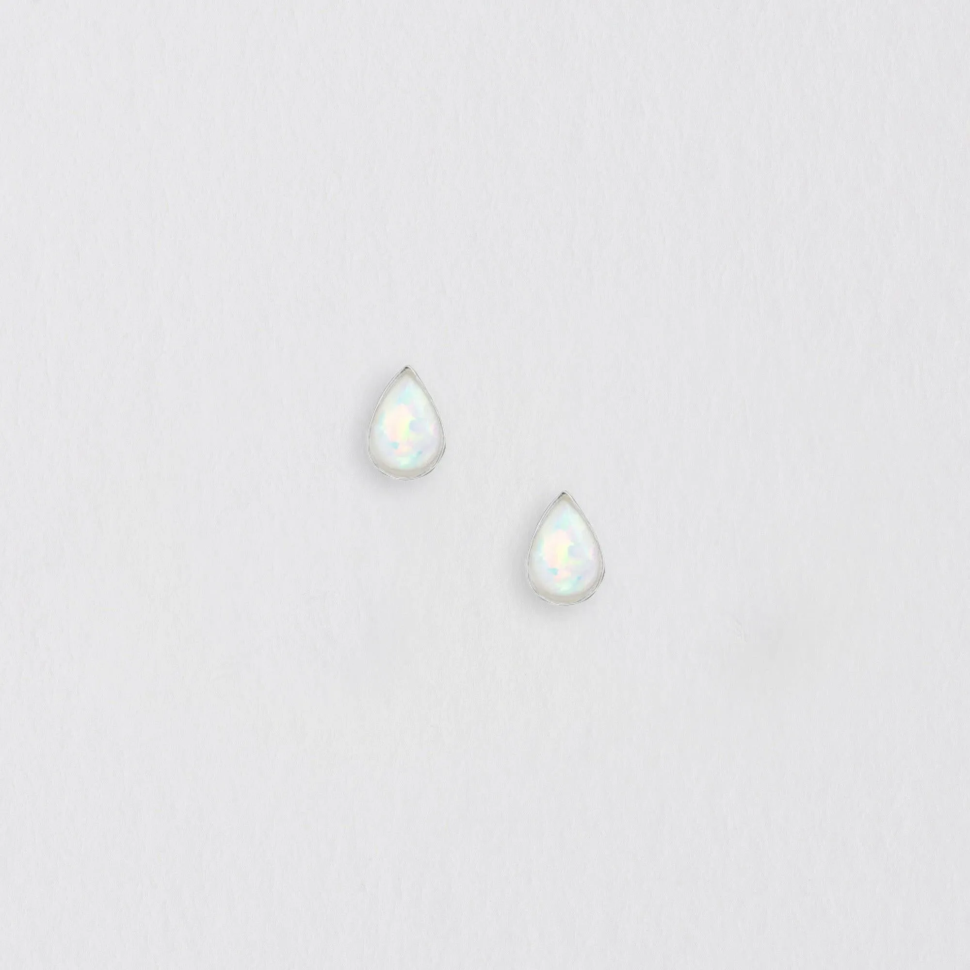 Opal Teardrop Silver Stud Earrings - Elegant and Timeless Design