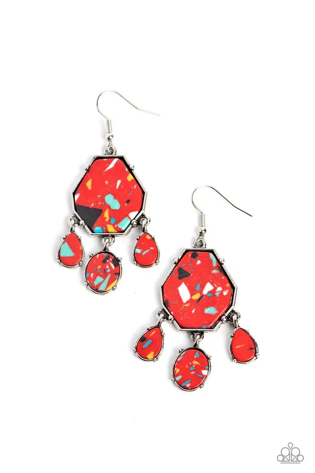 Paparazzi Earring ~ Organic Optimism - Red