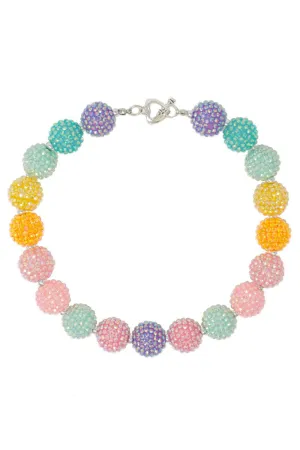 Pastel Rainbow Rhinestone Bubblegum Necklace