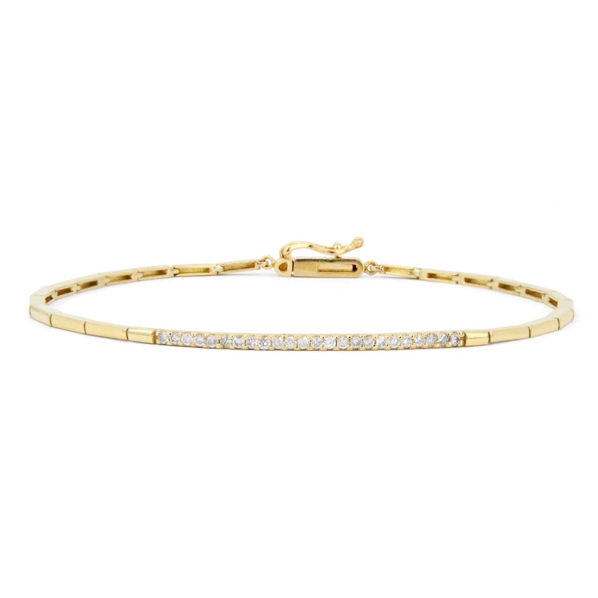 Pavé Diamond 14K Geometric Link Bracelet