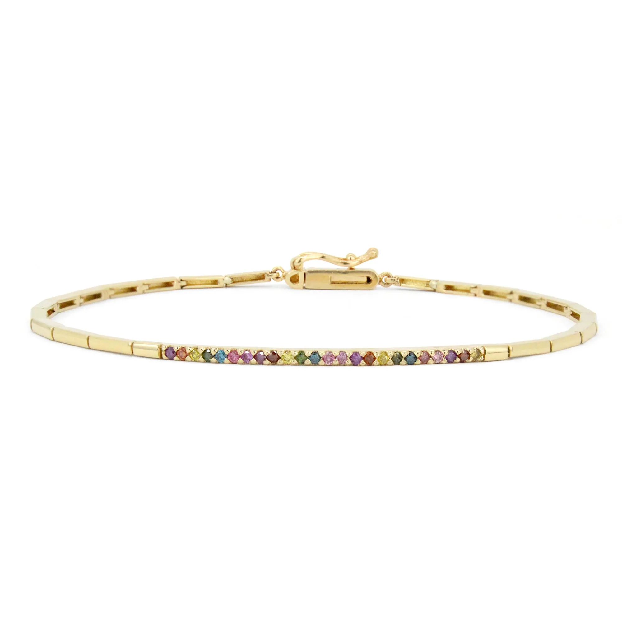 Pavé Diamond 14K Geometric Link Bracelet