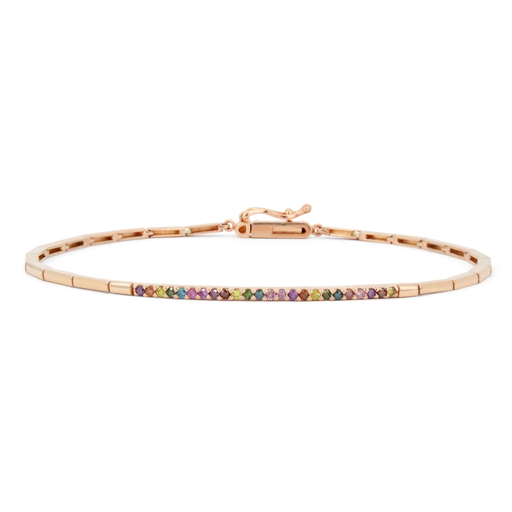 Pavé Diamond 14K Geometric Link Bracelet