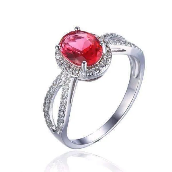 Pink Tourmaline Oval Cut 1.7CT IOBI Precious Gems Halo Ring