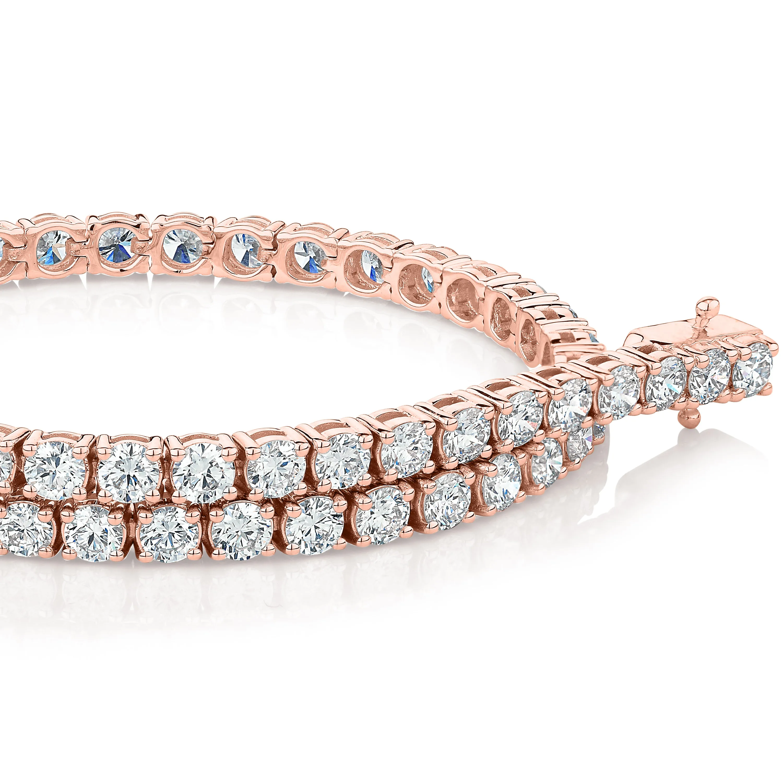 Premium Laboratory Created Diamond, 5 carat TW round brilliant tennis bracelet in 14 carat rose gold