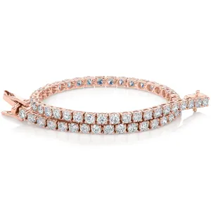 Premium Laboratory Created Diamond, 5 carat TW round brilliant tennis bracelet in 14 carat rose gold