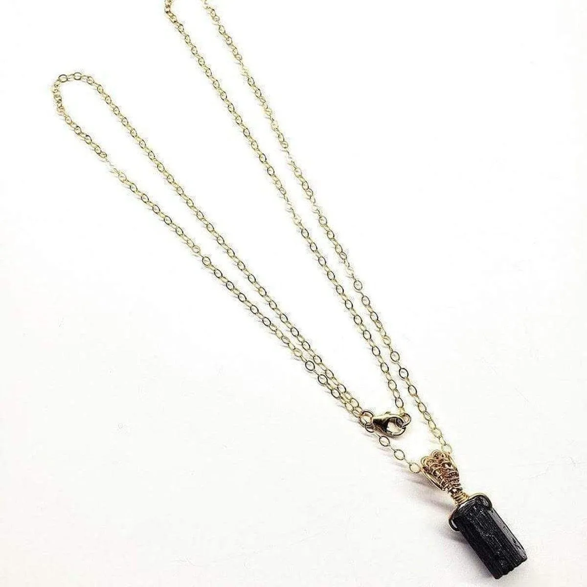 Raw Black Tourmaline Gemstone Necklace