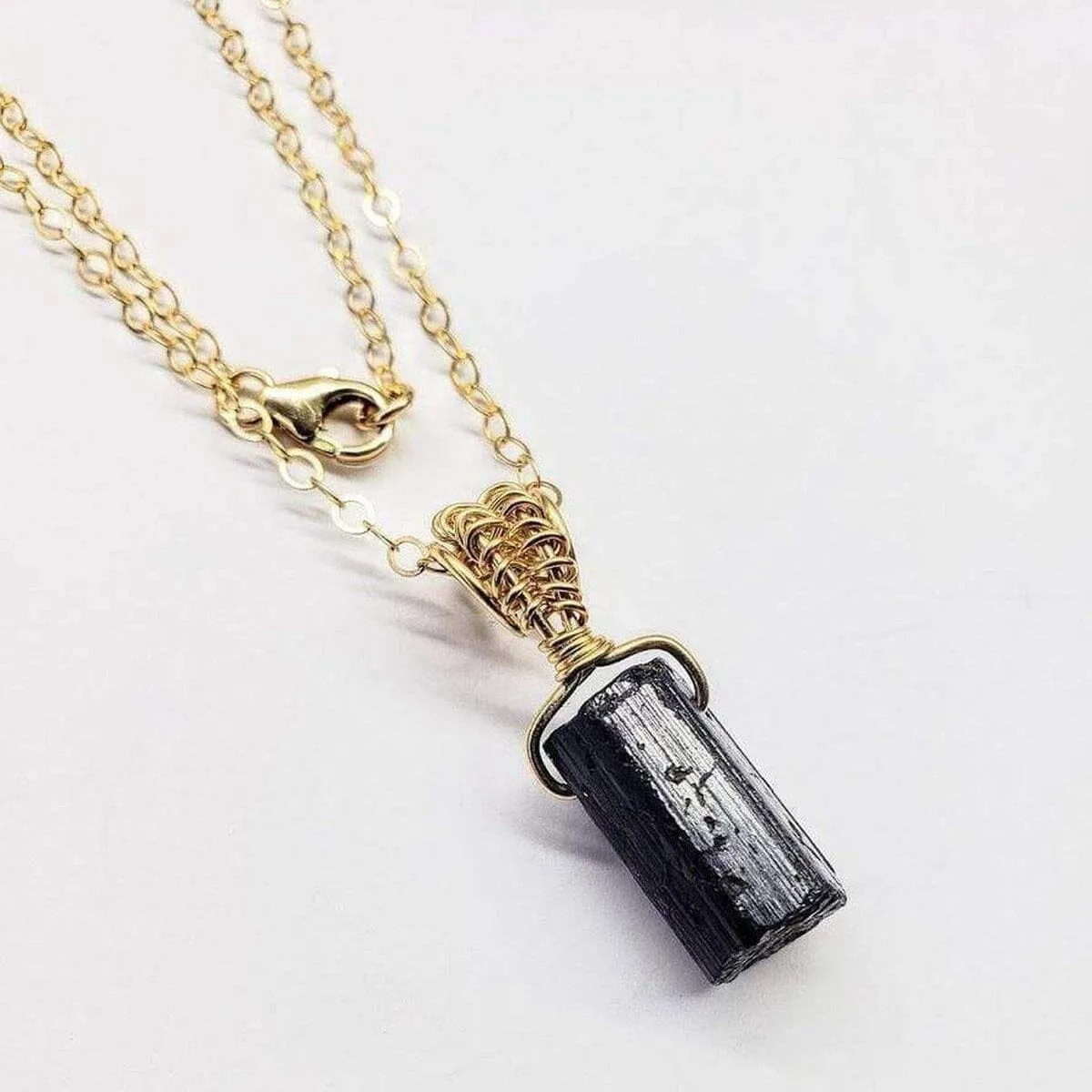 Raw Black Tourmaline Gemstone Necklace