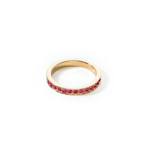 Ring stainless steel & crystals gold pink