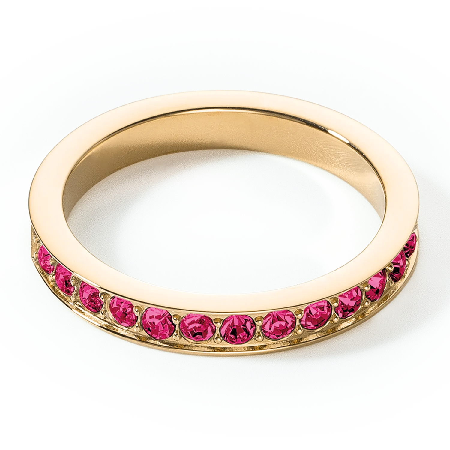 Ring stainless steel & crystals gold pink