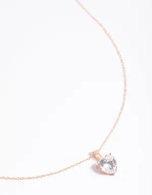 Rose Gold Plated Sterling Silver Cubic Zirconia Heart Necklace