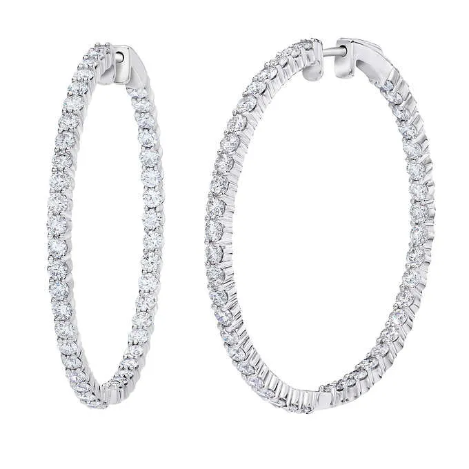 Round Diamond Hoops (2.00 ct Diamonds) in White Gold