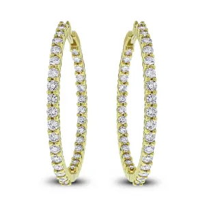 Round Diamond Hoops (3.27 ct Diamonds) in Yellow Gold