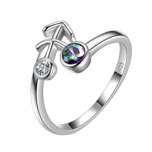 Sagittarius Zodiac Rings Women Girls Jewelry Birthday Gift Mystic Topaz 925 Silver