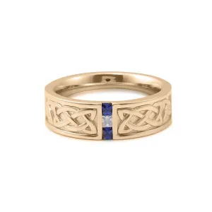 Sapphire & Lab Diamond Men's Wedding Band