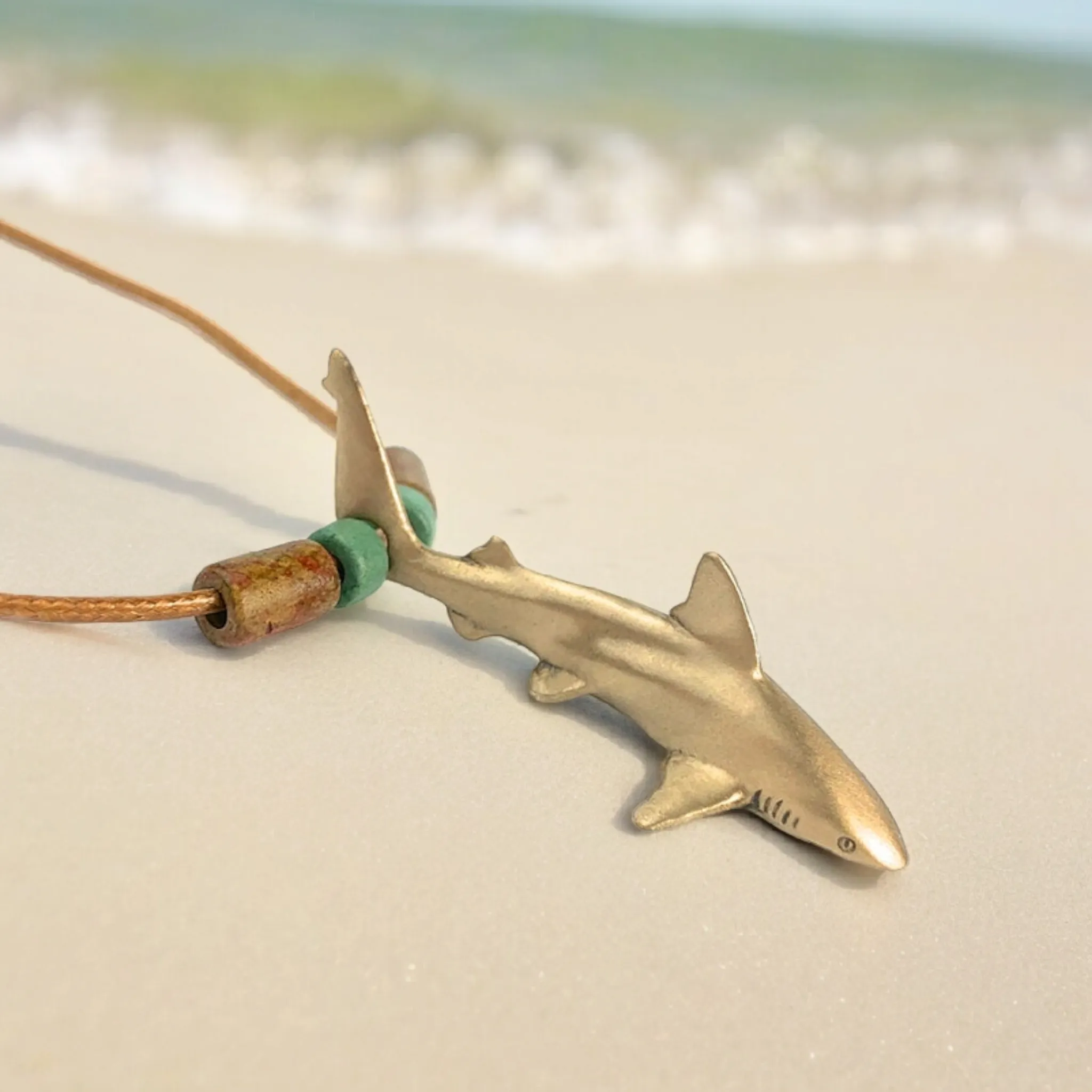 Shark Necklace for Men and Women Bronze- Bronze Reef Shark Necklace for Women, Bronze Reef Shark Necklace, Shark Jewelry