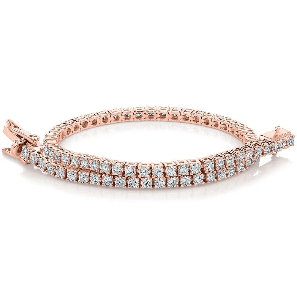 Signature Simulant Diamond 3 carat* TW round brilliant tennis bracelet in 10 carat rose gold