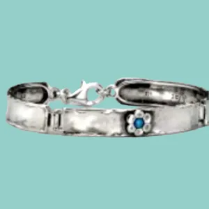 Silver Bracelets Israeli bracelets Bangle bracelet Boho jewelry Blue opal flower