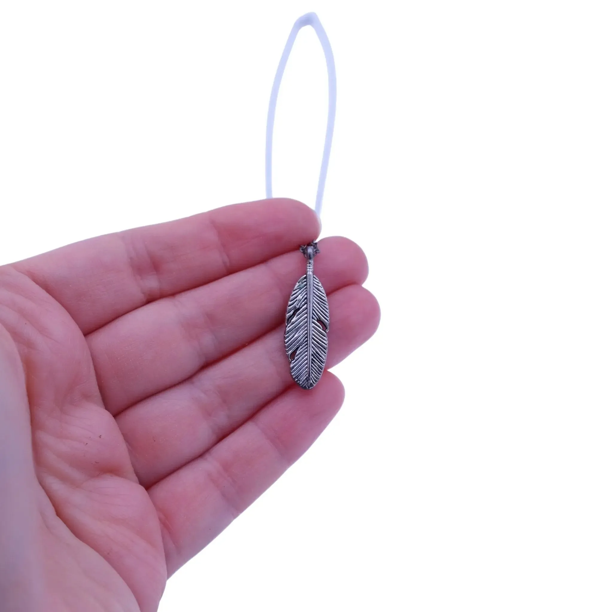 Silver Feather Charm Necklace