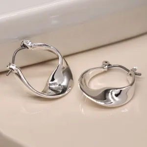 Silver Plated Wave Hoop Earrings