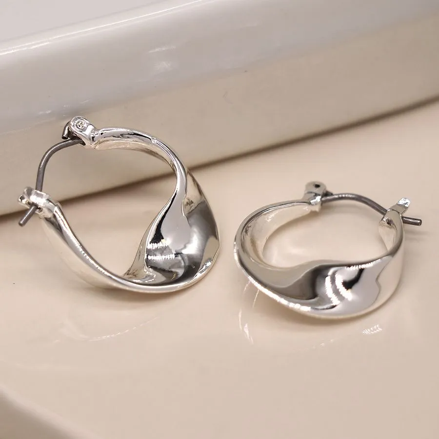 Silver Plated Wave Hoop Earrings