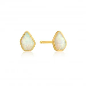 Silver Shiny Gold Plated Opal Colour Stud Earrings E014-03G