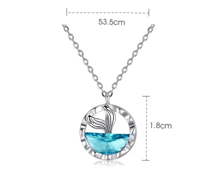 Simple Blue Mermaid Tears Pendant Clavicle Chain