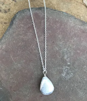 Simple Brushed Teardrop Necklace