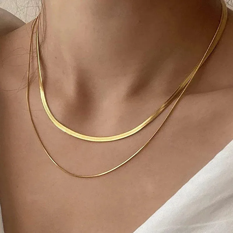 Simple Creative V-shaped Necklace For Women Flat Snake Chain Choker