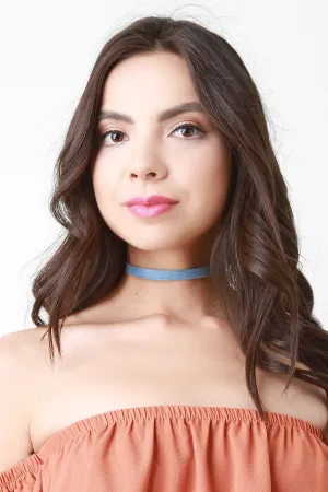 Simple Denim Choker Necklace