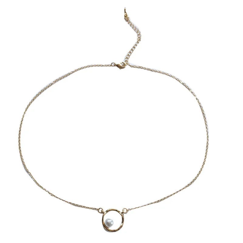 Simple Geometric Circle Necklace Temperament Beautiful Pearl