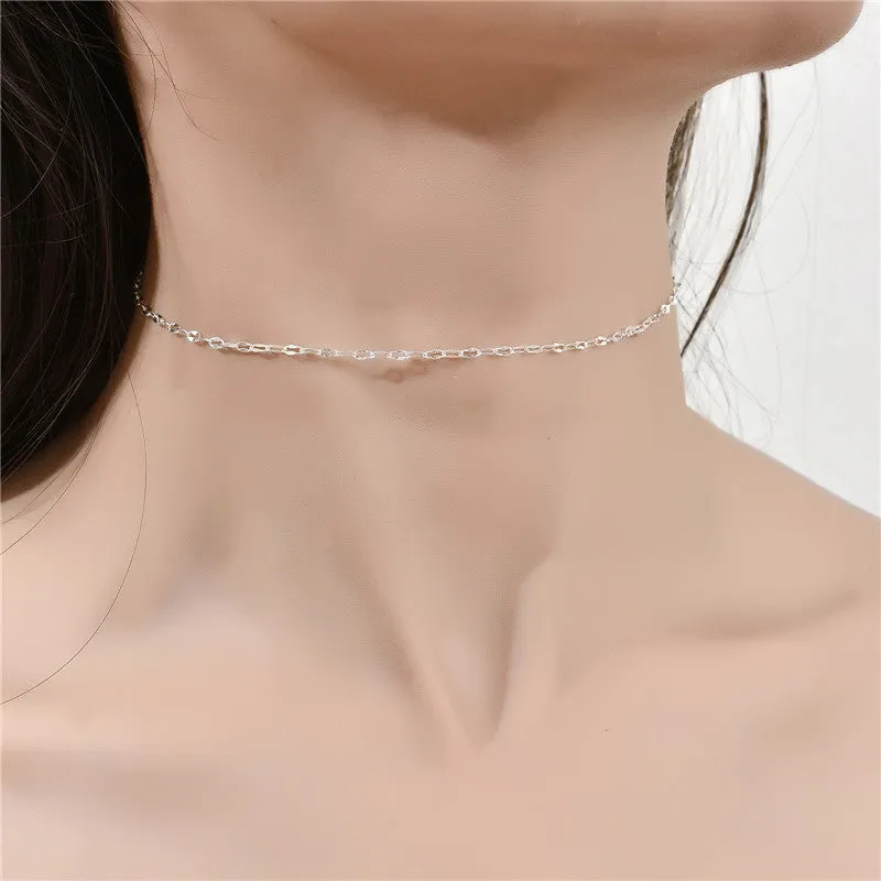 Simple Metal Melon Seed Chain Necklace