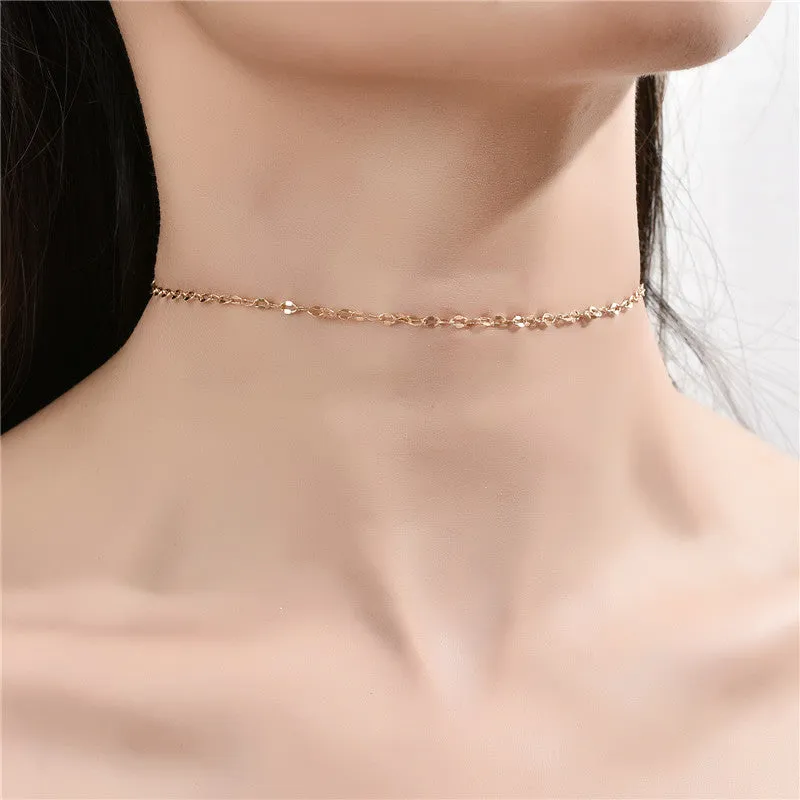 Simple Metal Melon Seed Chain Necklace