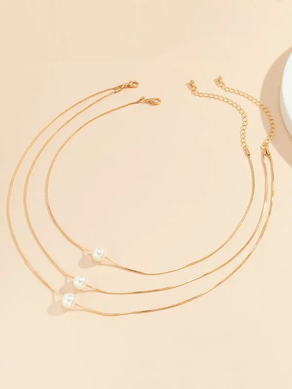 Simple Multilayer Pearl Necklaces Accessories