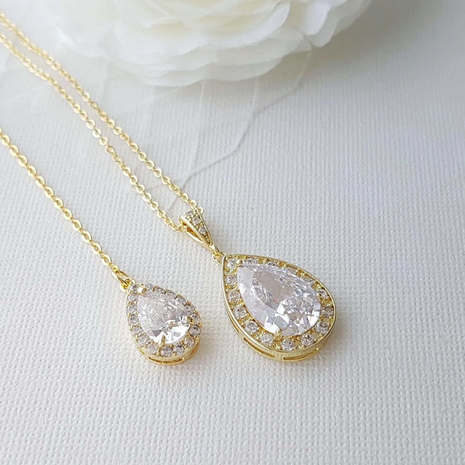 Simple Rose Gold Wedding Back Necklace-Evelyn