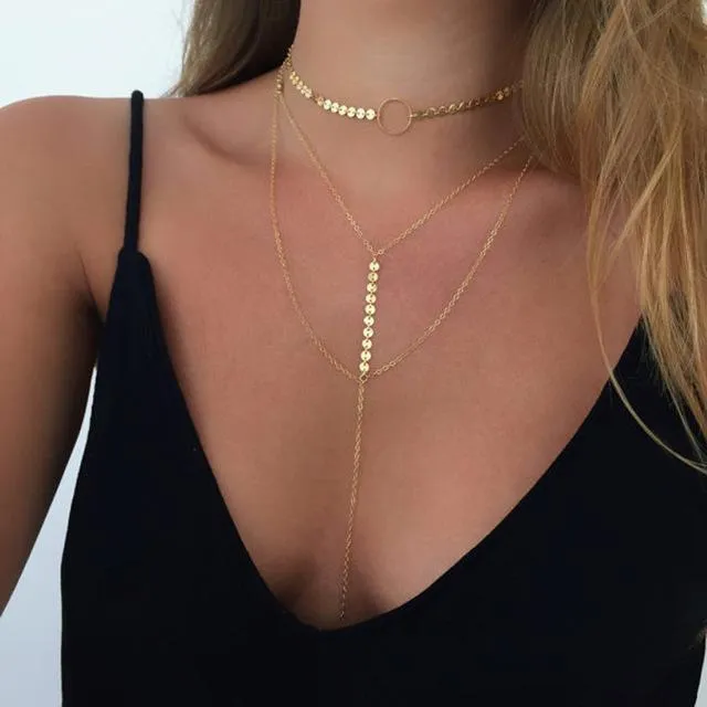 Simple Sexy Gold Single and Multi-layer Necklace