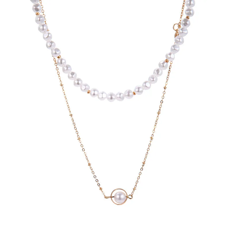 Simple Temperament Double-layer Pearl Clavicle Chain