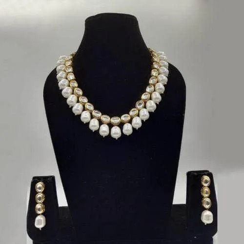 Single Line Kundan Beads Necklace Set