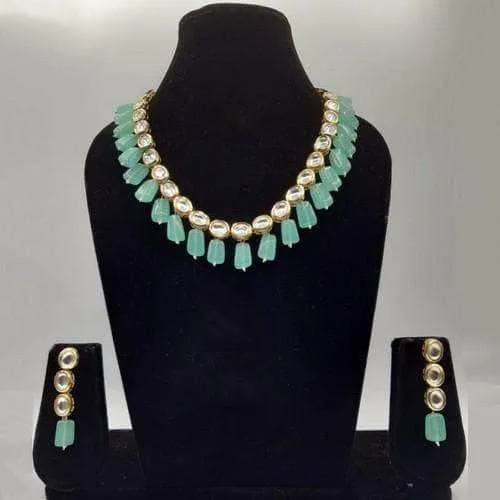 Single Line Kundan Beads Necklace Set