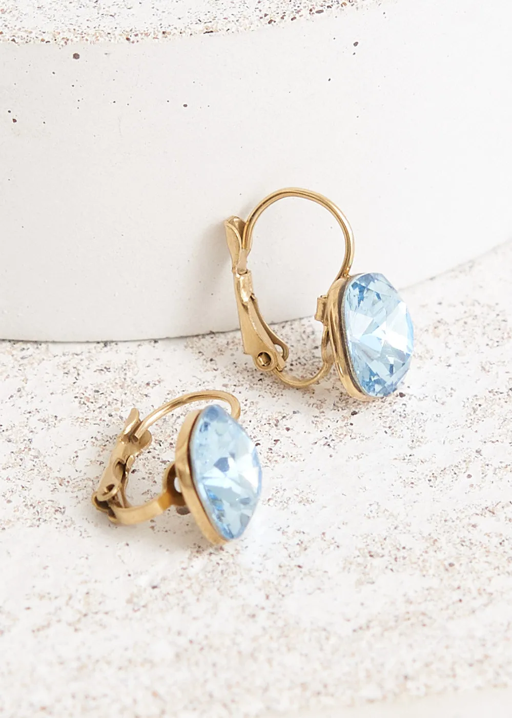 SOFYA GOLD GILDED CRYSTAL DROP EARRINGS - BLUE