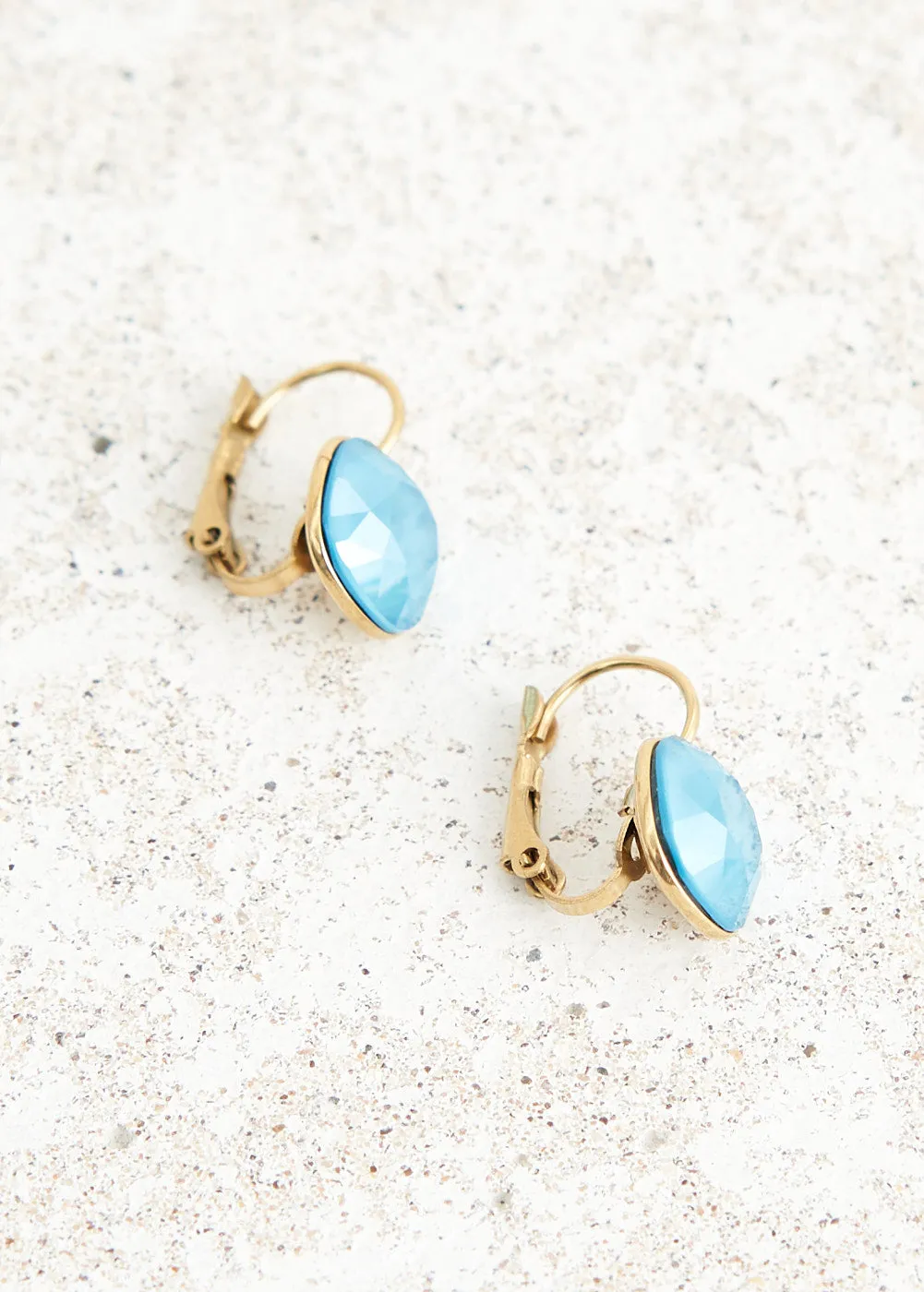 SOFYA GOLD GILDED CRYSTAL DROP EARRINGS - TURQUOISE